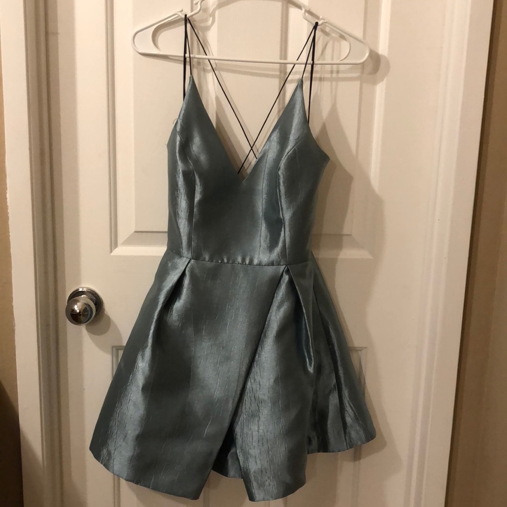 Topshop Metallic Blue Skater dress